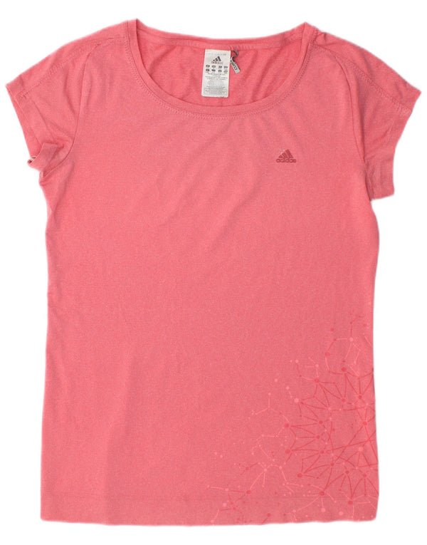 Adidas Grafisk T-Shirt Top UK 12/14 Medium Pink Polyester