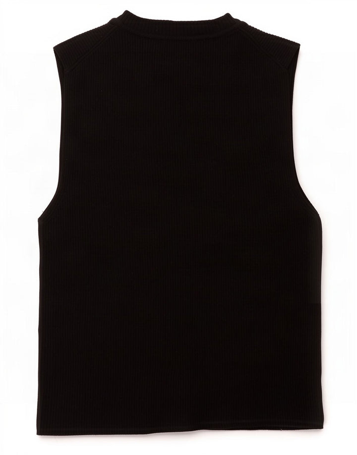 Zara Womens Crop Vest Top UK 12 Medium Black Viscose