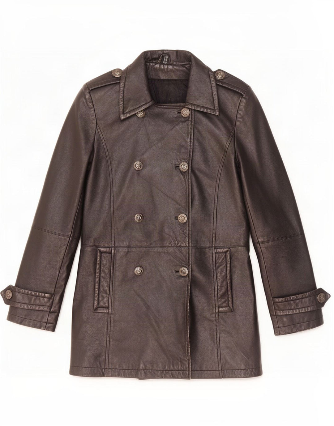 Vintage læderfrakke til kvinder UK 10 Small Black