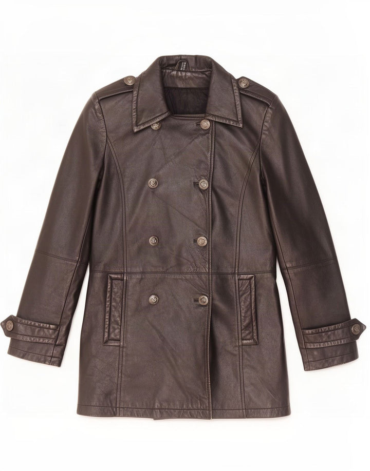 Vintage læderfrakke til kvinder UK 10 Small Black