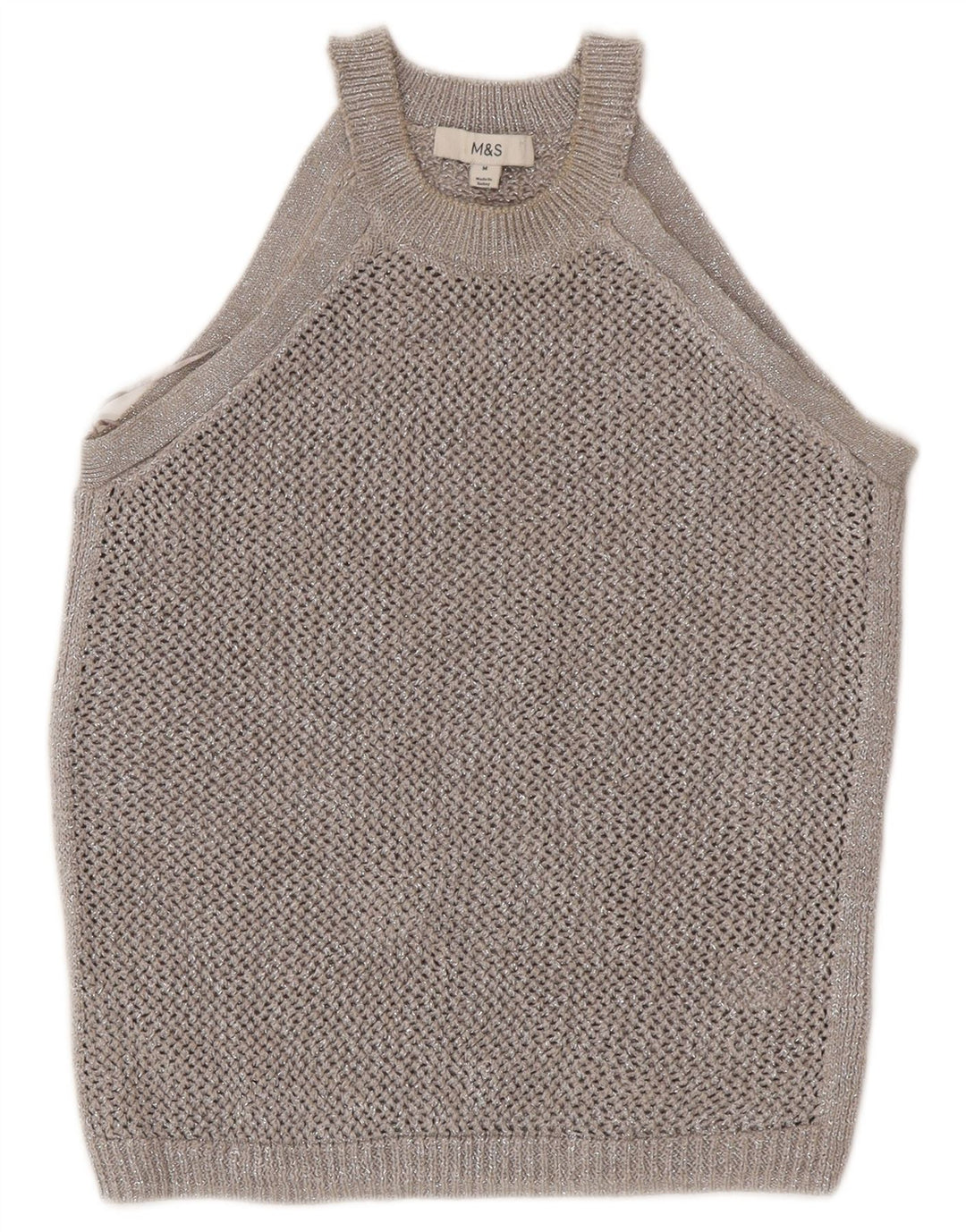 Marks & Spencer Hæklet Crop Top til kvinder UK 12 Mellemgrå Flecked Bomuld