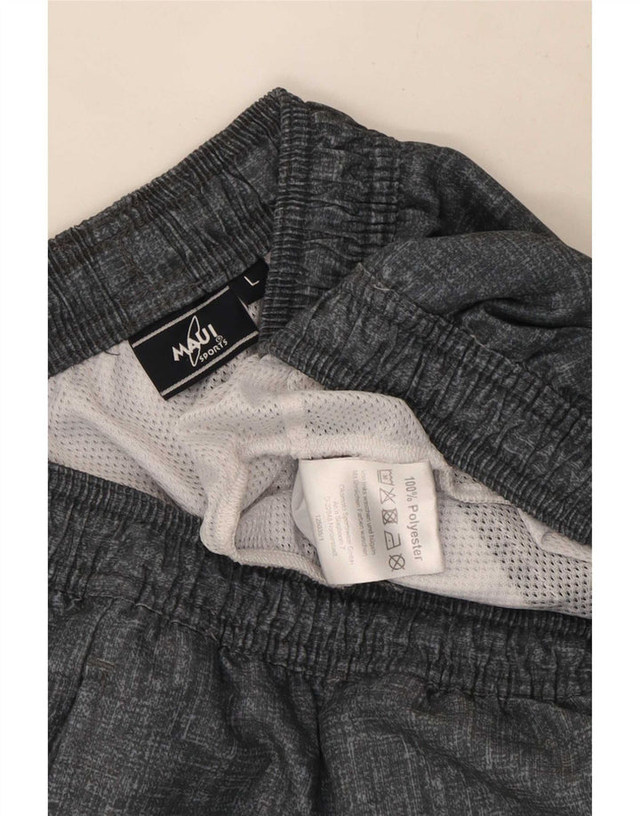 Vintage sportsshorts til mænd, store grå polyester