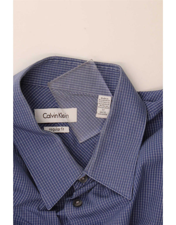 Calvin Klein Herre Regular Fit skjorte str. 17 XL Marineblå Gingham Cotton