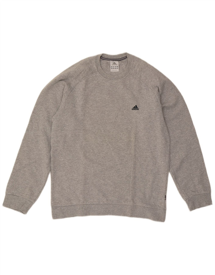 Adidas Sweatshirt-trøje til mænd, stor grå flækket bomuld
