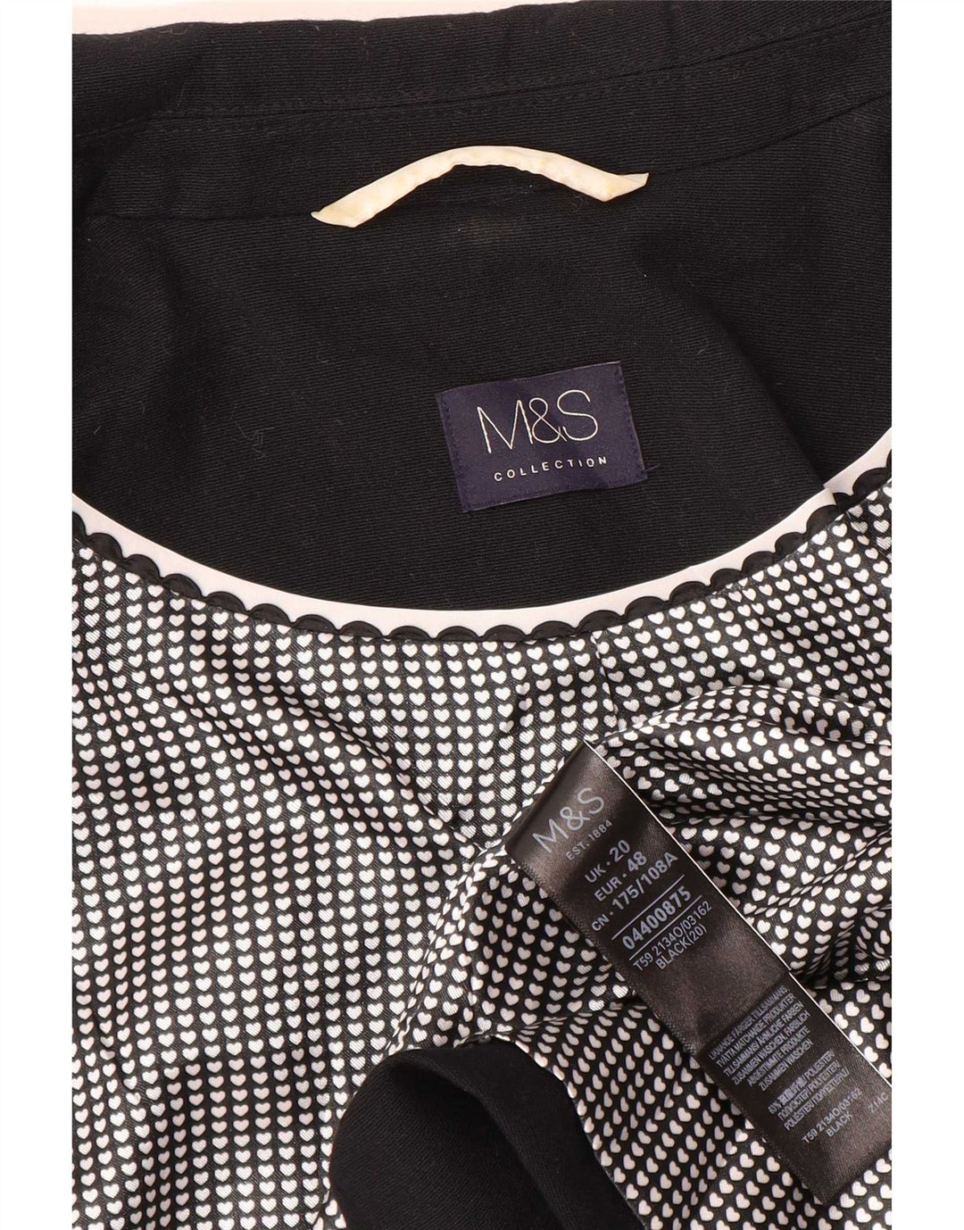 Marks & Spencer Dame 1 Knap Blazer Jakke UK 20 2XL Sort Polyester