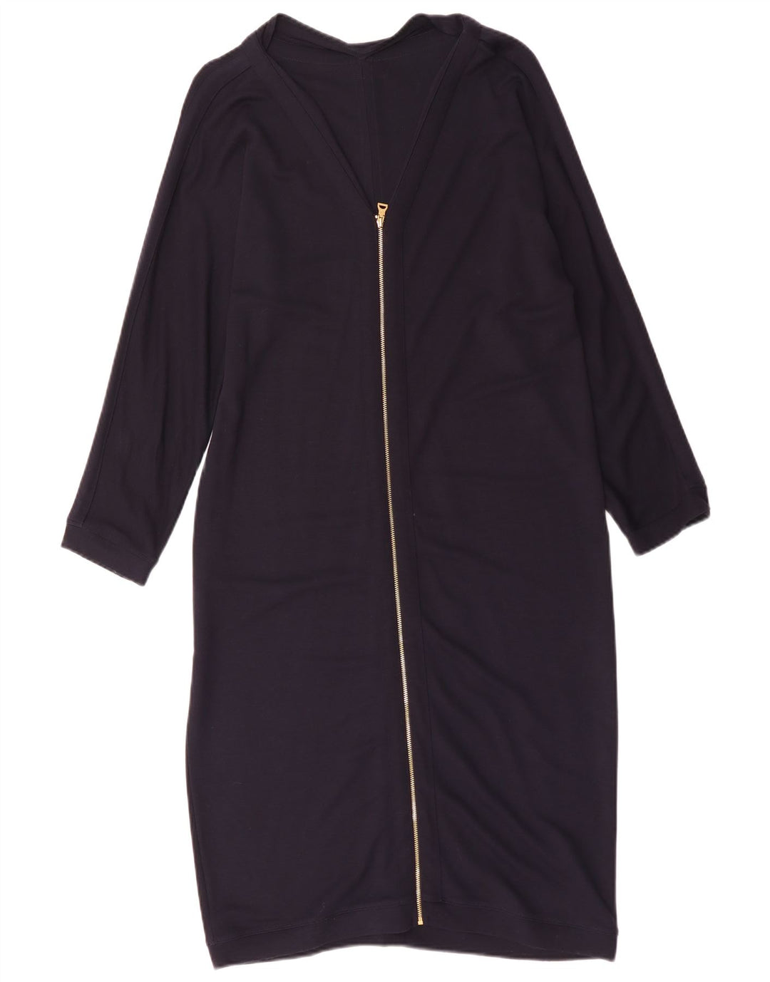 Jaeger Dame Langærmet Basic Kjole UK 16 Large Navy Blue Viscose