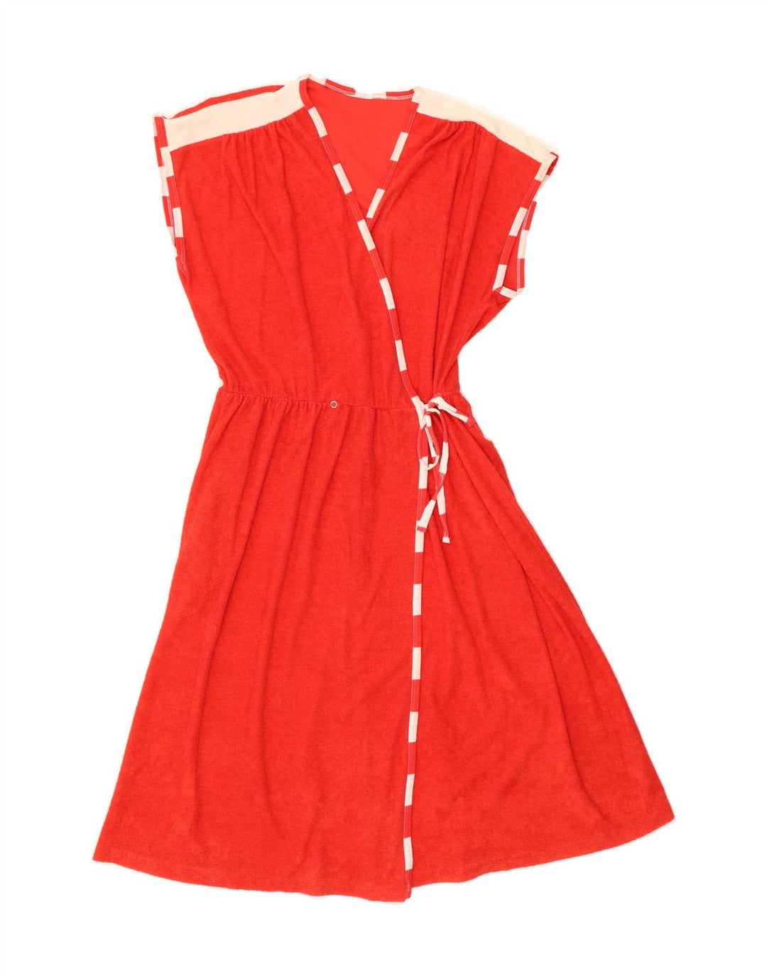 VINTAGE Womens Sleeveless Wrap Dress UK 12 Medium Red Vintage Vintage and Second-Hand Vintage from Messina Hembry 