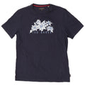 Ted Baker Herre grafisk T-shirt Top Størrelse 3 Medium Marineblå Blomsterbomuld