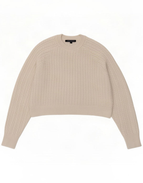 French Connection Dame Crop Crew Neck Jumper Sweater UK 16 Large White