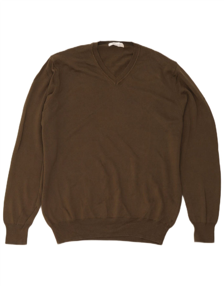 Zara Herre V-hals sweater XL Khaki Bomuld