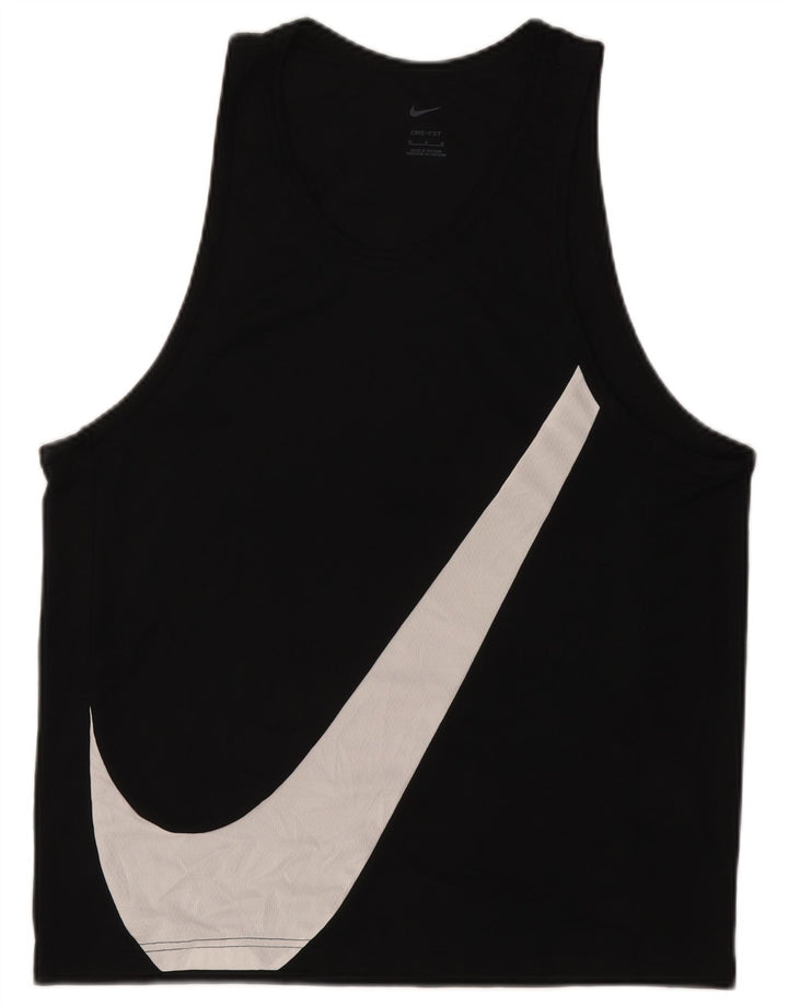 Nike Herre Dri Fit Grafisk Vest Top Medium Sort Polyester
