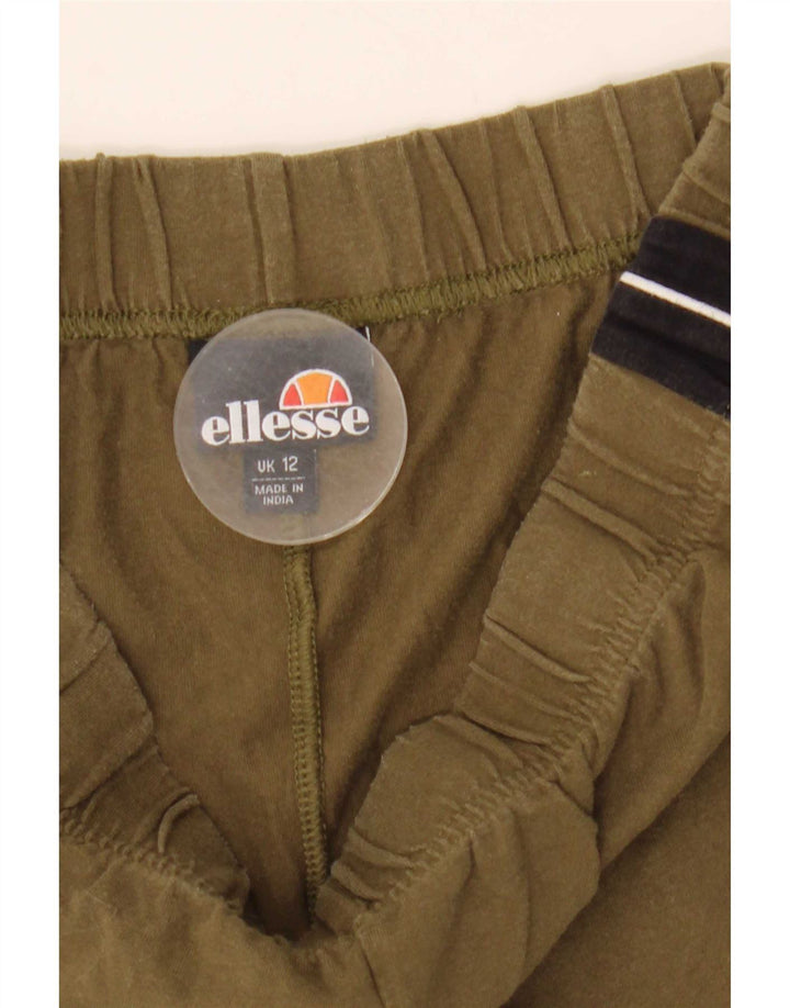 Ellesse Womens Leggings UK 12 Medium Khaki Colourblock Bomuld
