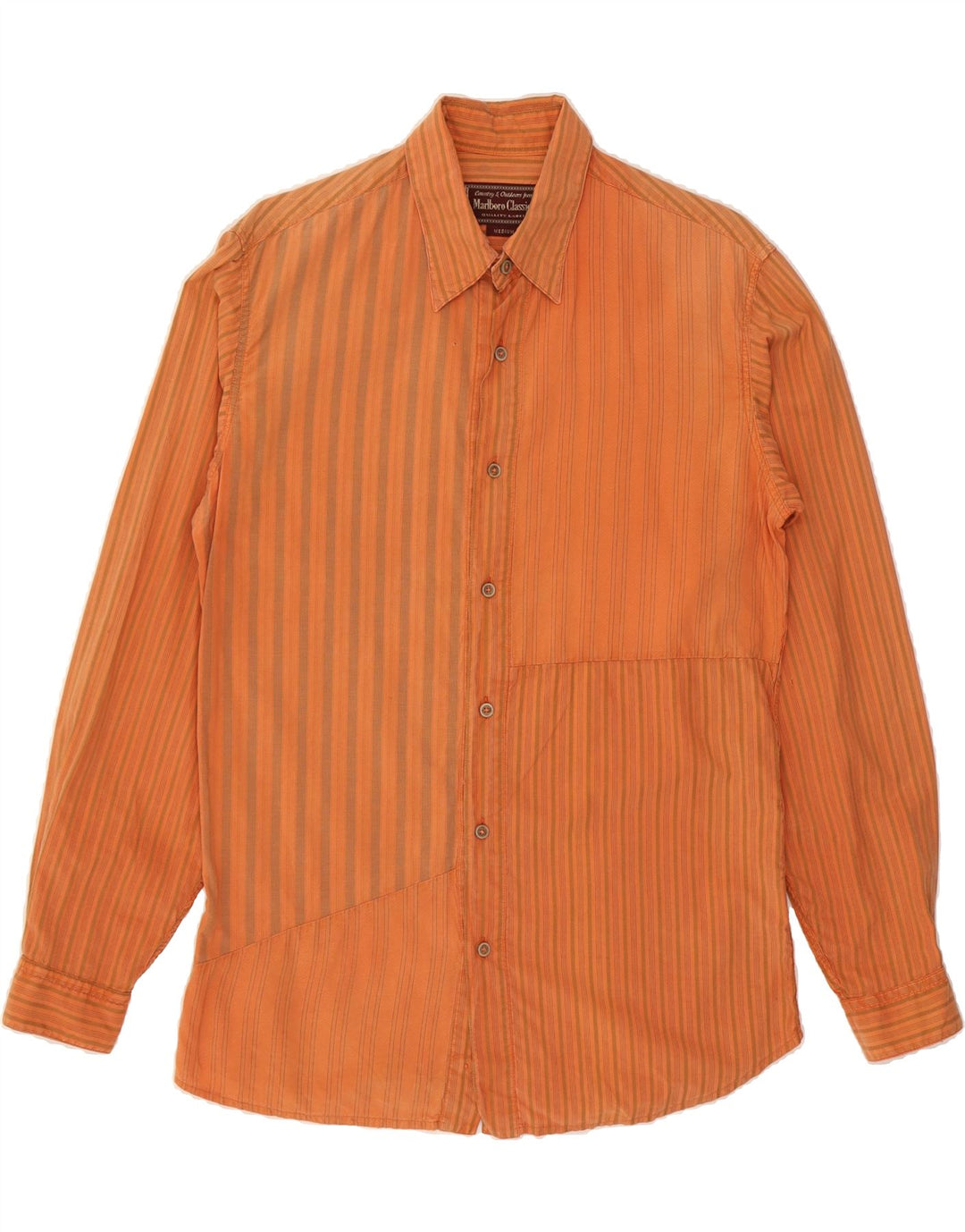 MARLBORO CLASSICS Mens Shirt Medium Orange Striped Cotton Vintage Marlboro Classics and Second-Hand Marlboro Classics from Messina Hembry 