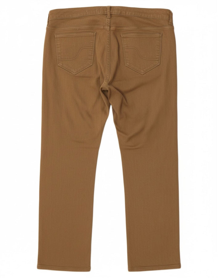 FAT FACE Womens Straight Capri Trousers W34 L23 Brown Cotton