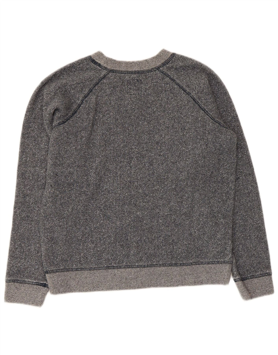 Jack Wills Womens Crop Sweatshirt Jumper UK 10 Small Grey Herringbone