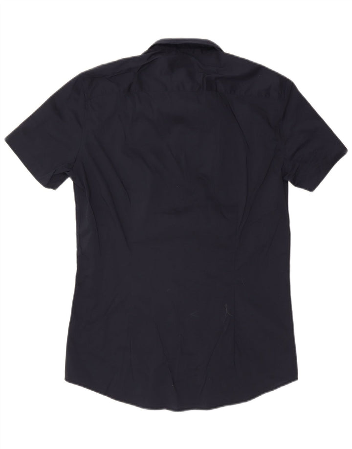 Benetton Kortærmet Herreskjorte Medium Navyblå