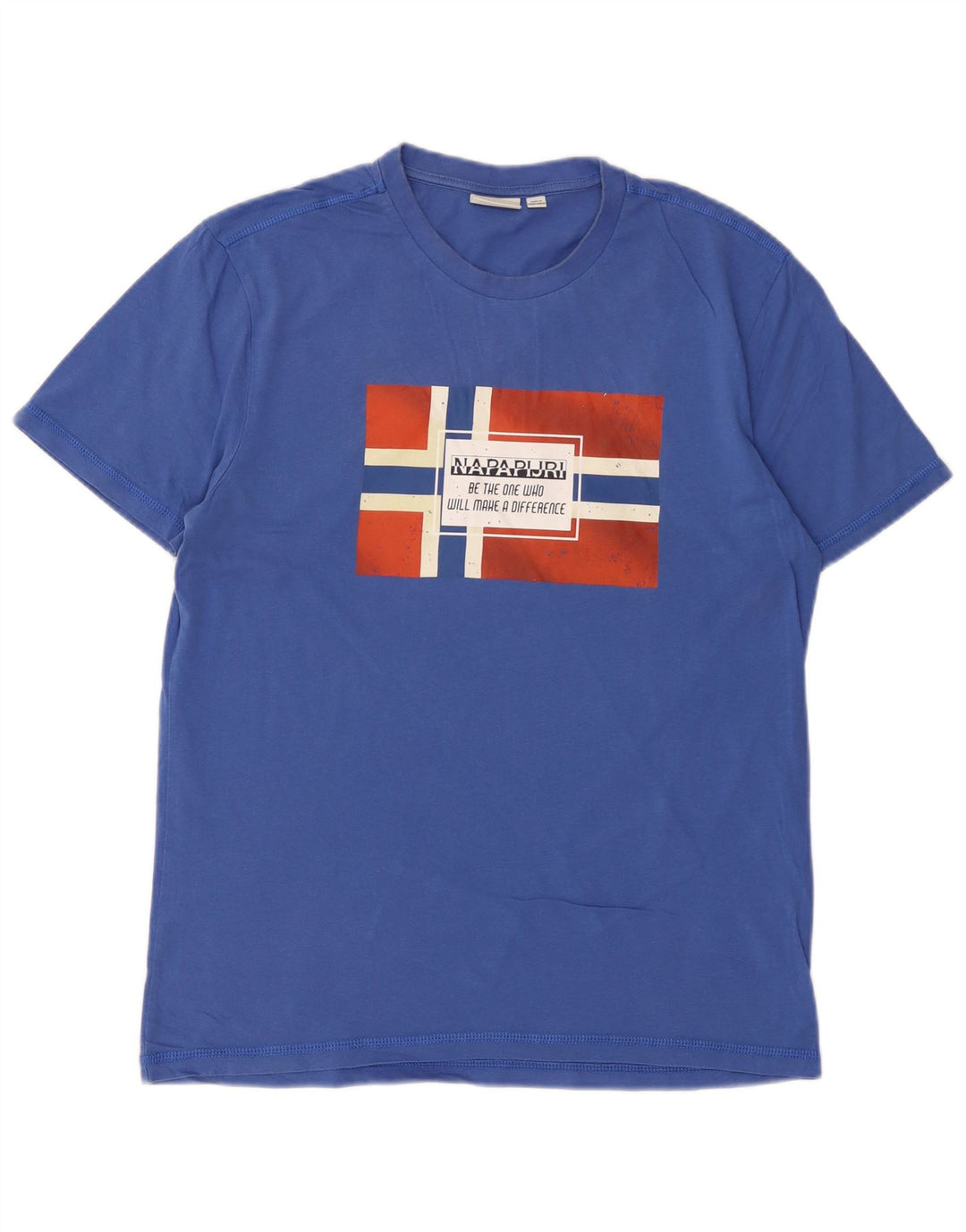 Napapijri Herre Grafisk T-Shirt Top Stor Blå Bomuld