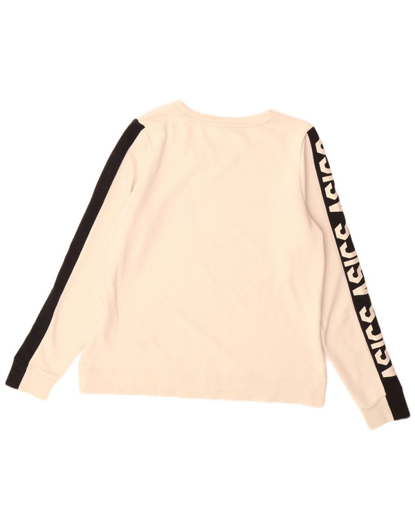Asics Graphic Sweatshirt Jumper UK 14 Medium Beige Colourblock