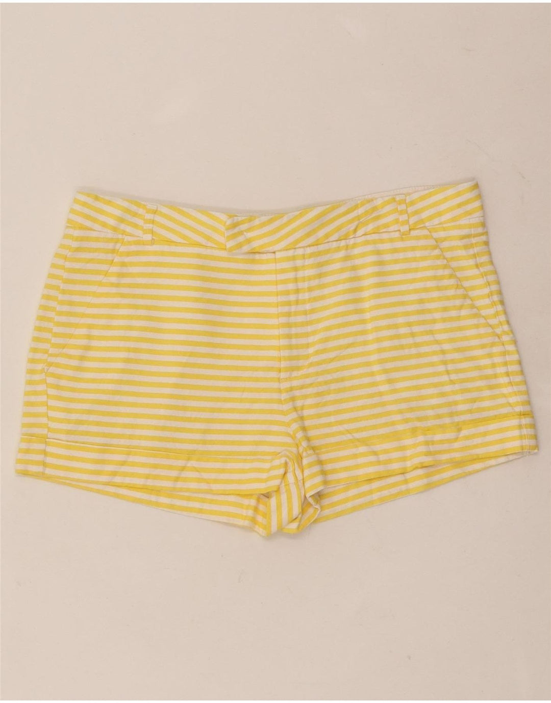 Zara Womens Hot Pants Small W26 Yellow Pinstripe Viscose