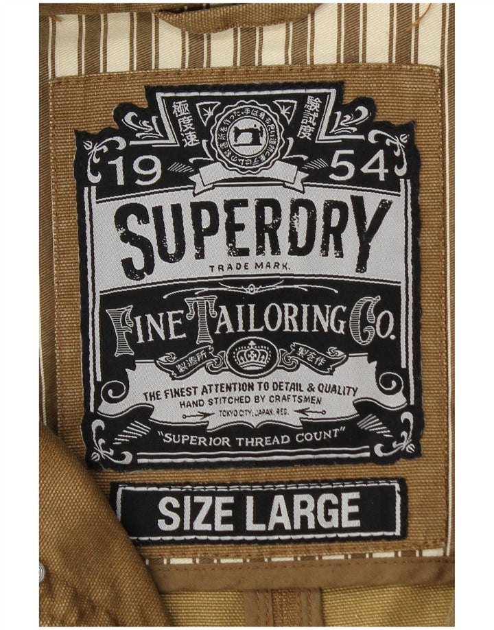 SUPERDRY Herre Utility Jacket UK 40 Stor Beige Bomuld