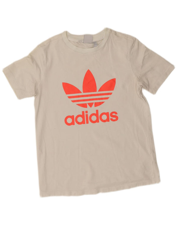 Adidas Dame Grafisk T-Shirt Top UK 12 Medium Hvid Bomuld