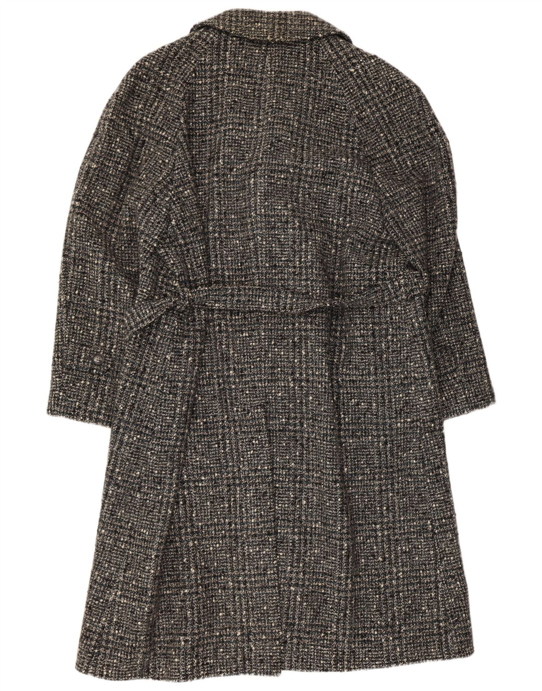 Vintage Dame Overfrakke IT 54 3XL Grå Ternet Virgin Wool