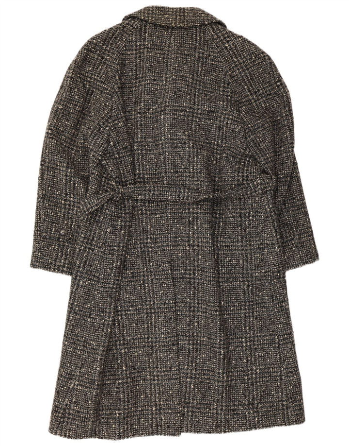 Vintage Dame Overfrakke IT 54 3XL Grå Ternet Virgin Wool