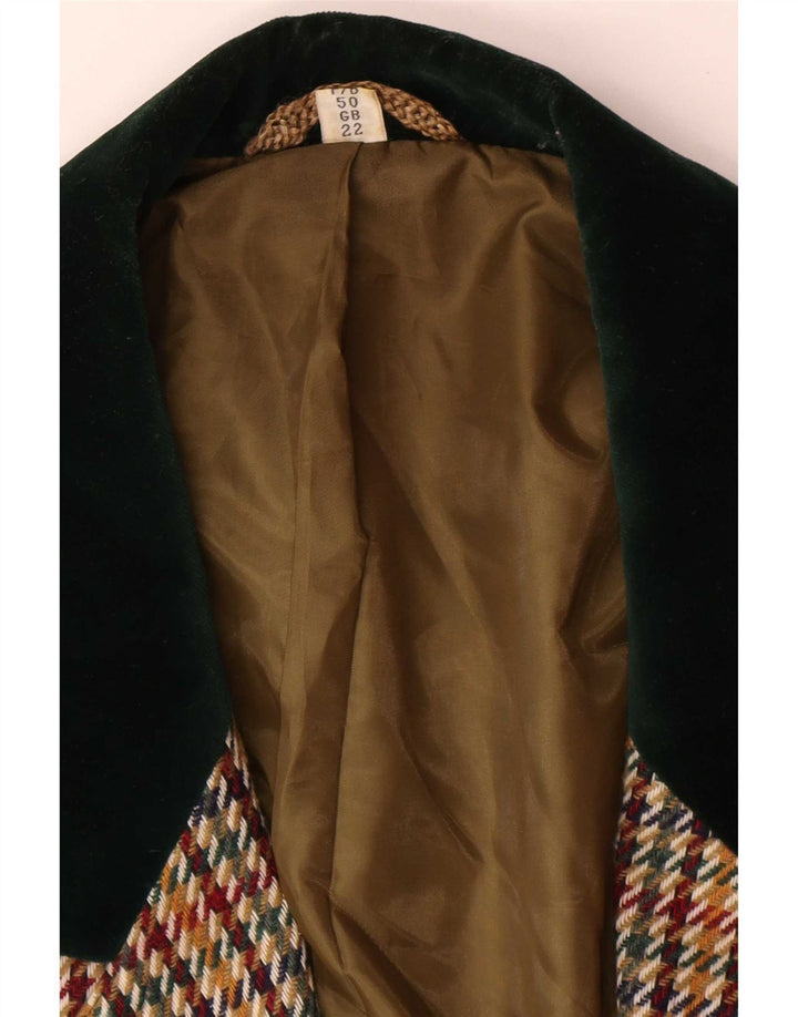 Vintage dame 3-knaps blazerjakke UK 22 3XL flerfarvet Houndstooth