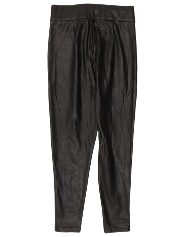 Marks & Spencer Womens Faux Leather Trousers UK 8 Small W26 L24 Black