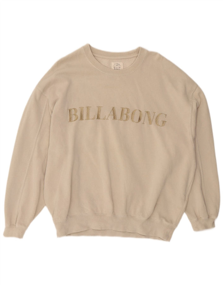 Billabong Dame Oversized Sweatshirt Jumper UK 12 Medium Off White Bomuld