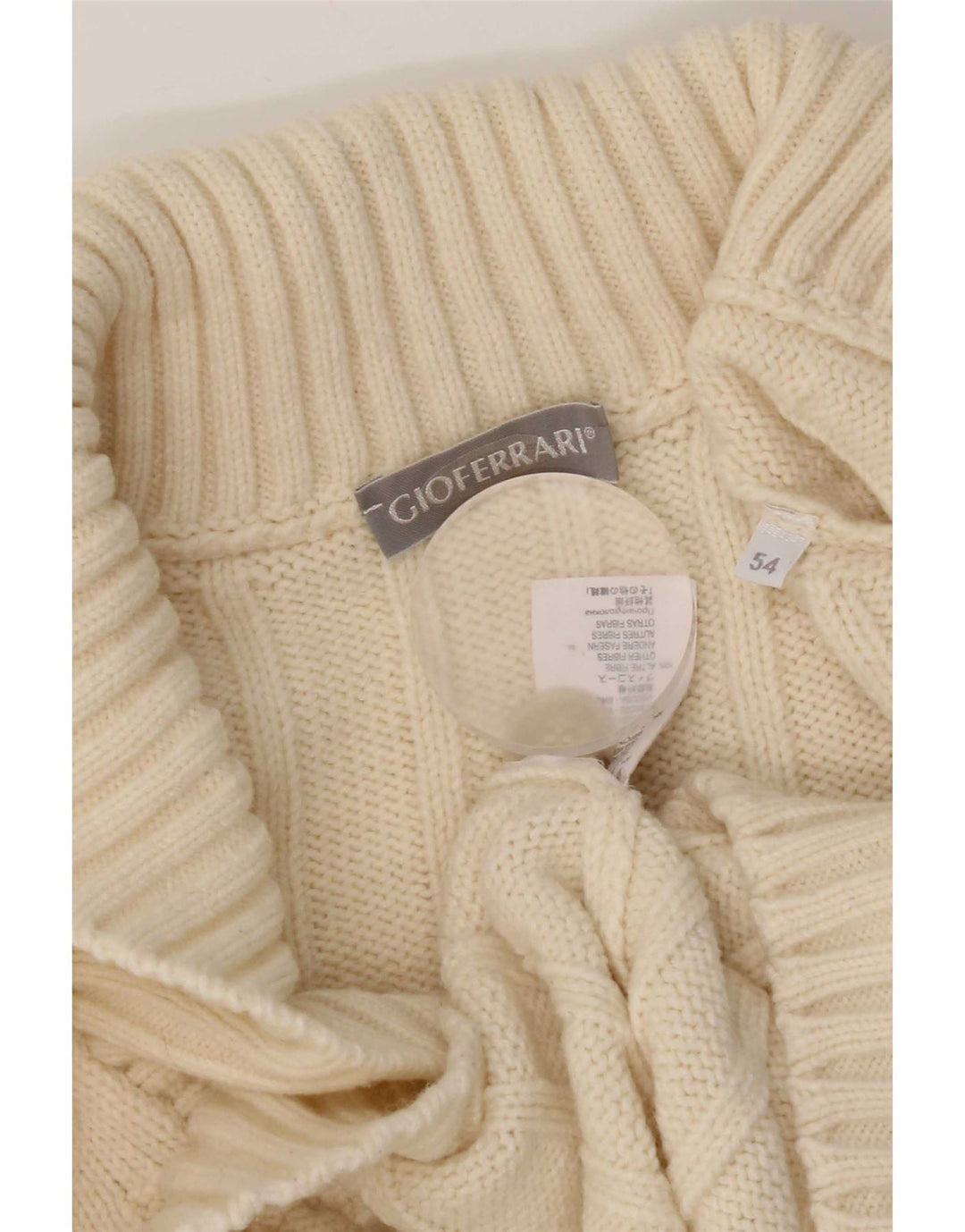 Gioferrari Herre Cardigan Sweater IT 54 XL Hvid Merinould