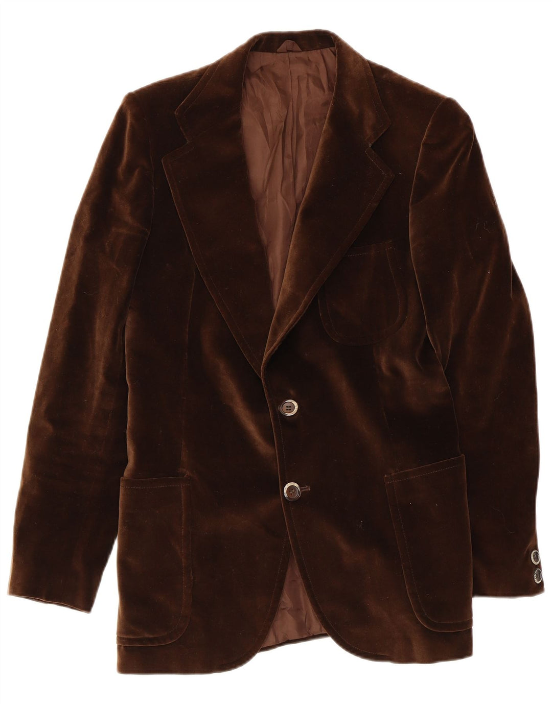 Vintage Herre 2 Button Velvet Blazer Jacket UK 36 Small Brown
