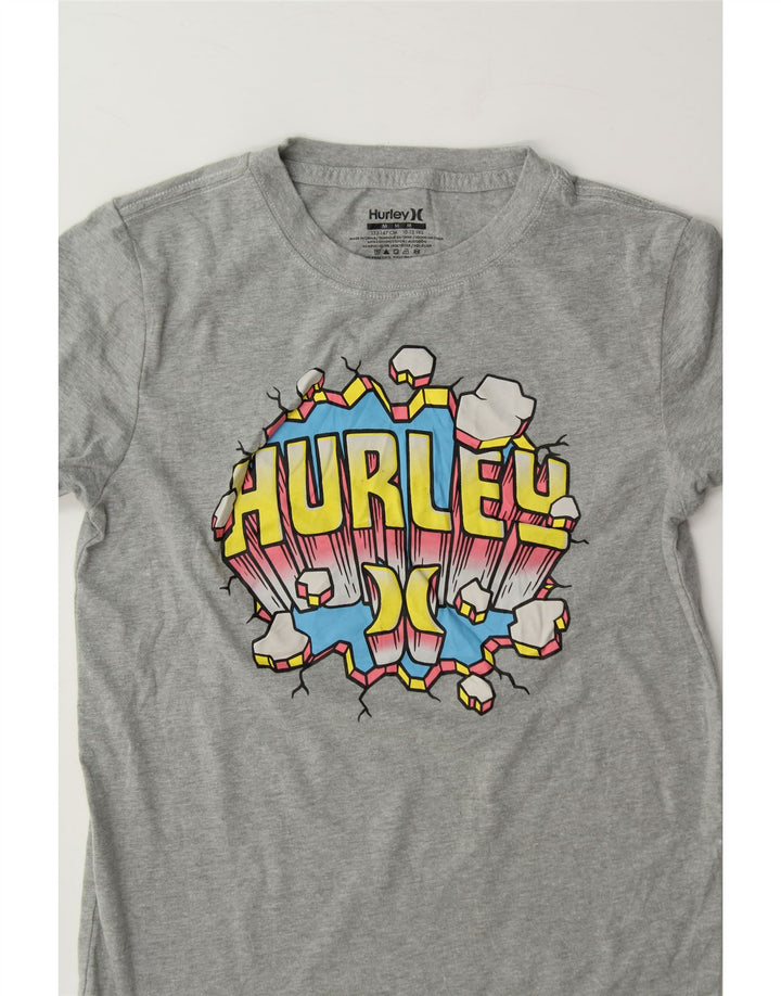 HURLEY Boys Graphic T-Shirt Top 10-11 Years Medium Grey Cotton Vintage Hurley and Second-Hand Hurley from Messina Hembry 