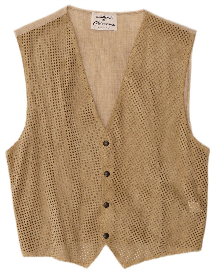 Vintage herre ruskindsvest IT 46 Lille beige læder