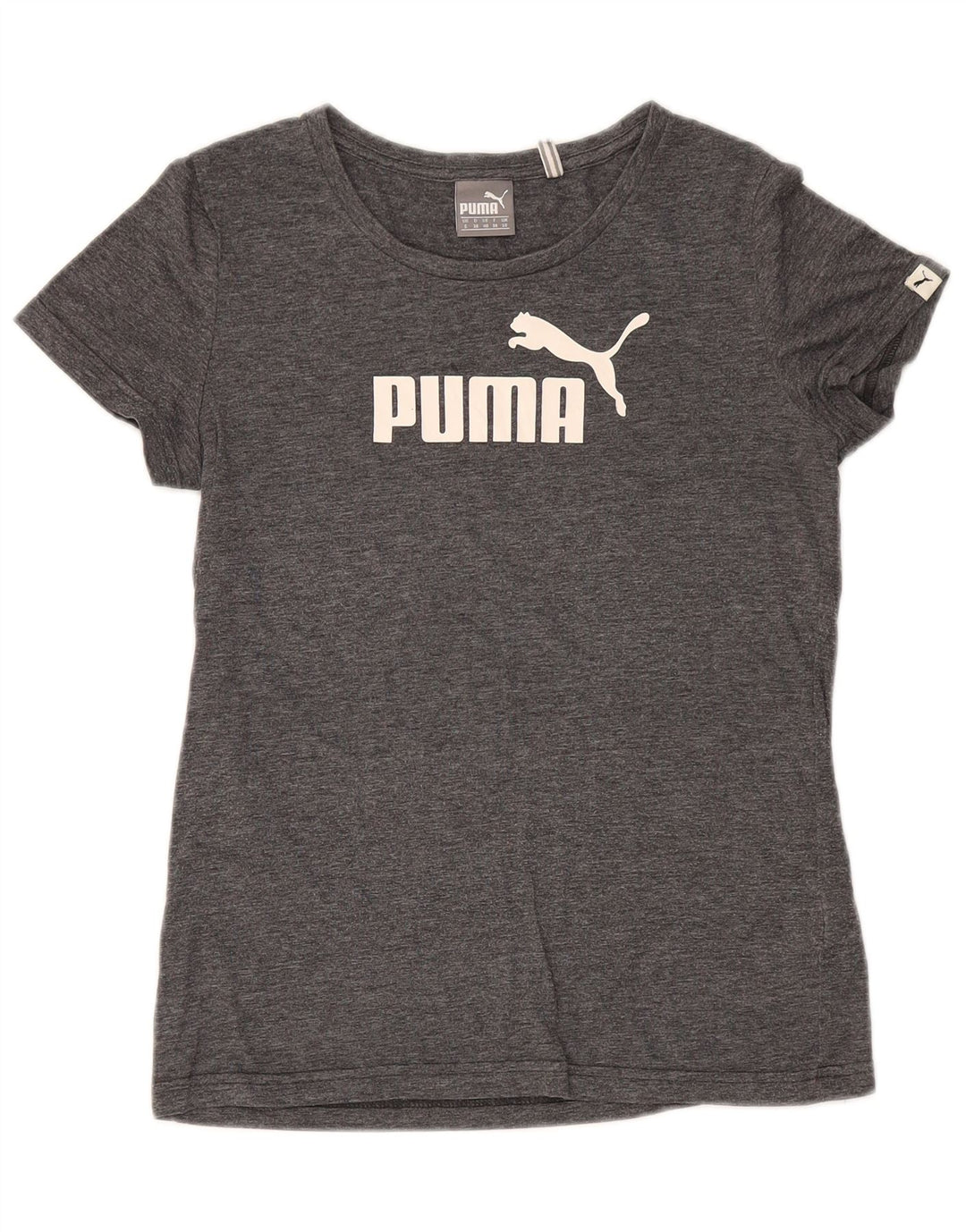Puma Grafisk T-Shirt Top UK 10 Små Grå Flecked Polyester