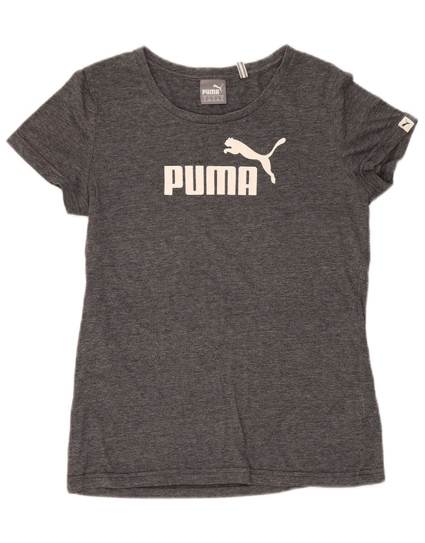 Puma Grafisk T-Shirt Top UK 10 Små Grå Flecked Polyester