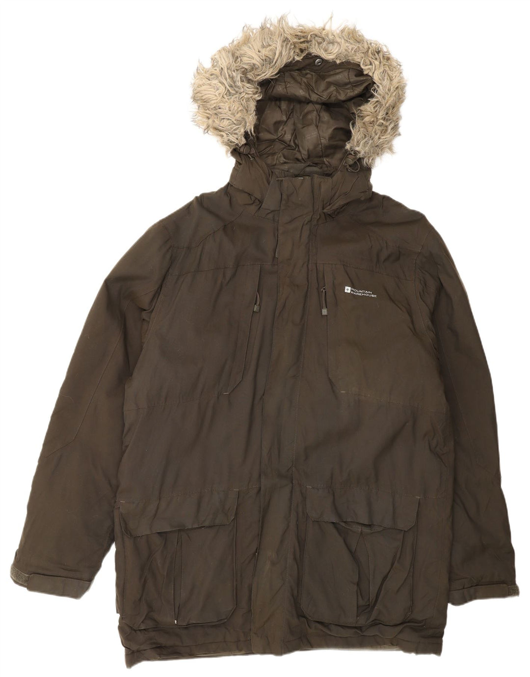 Mountain Warehouse Herre Hooded Parka Jacket UK 38 Medium Brun Nylon