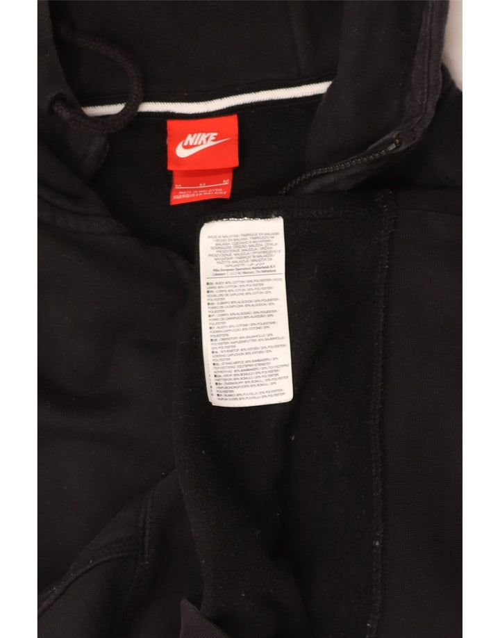 NIKE Mens Zip Hoodie Sweater Medium Black Cotton