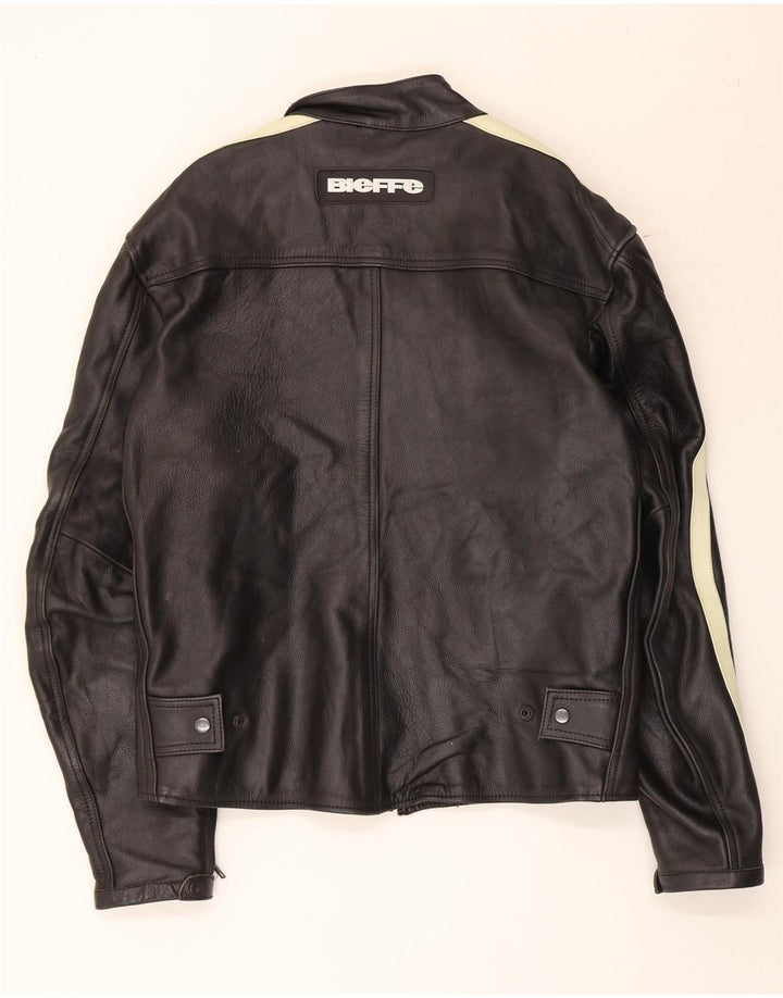 Vintage Herre Racing Jakke UK 38 Medium Sort Læder