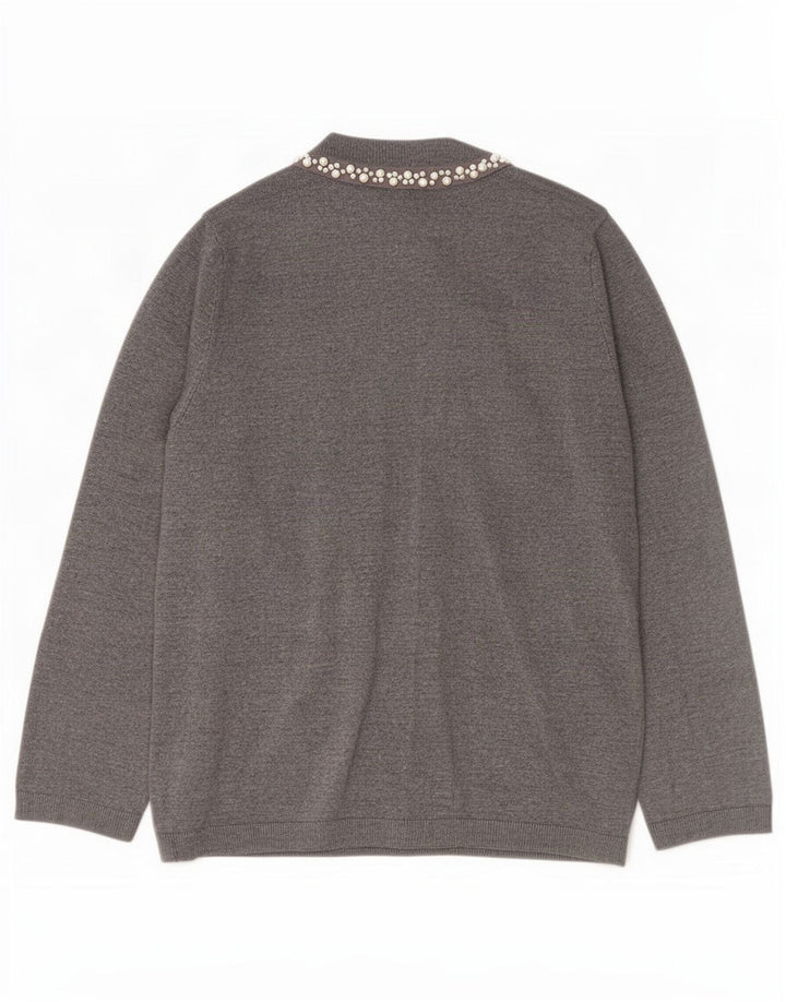 Zara Dame Cardigan Sweater UK 14 Large Grå