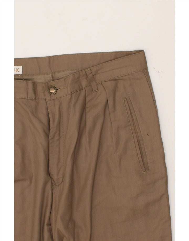 VINTAGE Mens Pegged Chino Trousers W32 L29 Brown Polyester Vintage Vintage and Second-Hand Vintage from Messina Hembry 