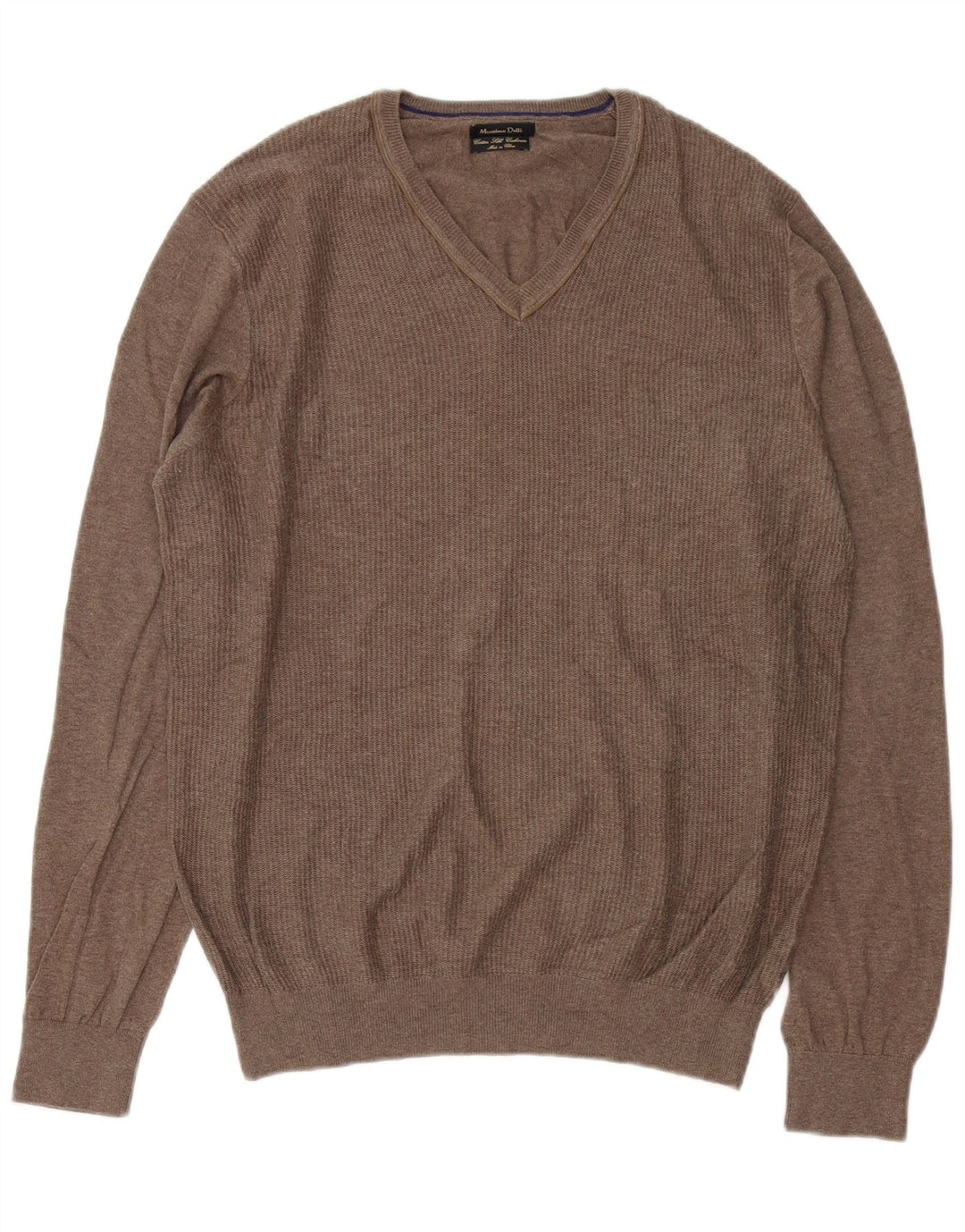 Massimo Dutti Herre V-hals sweater Stor brun bomuld