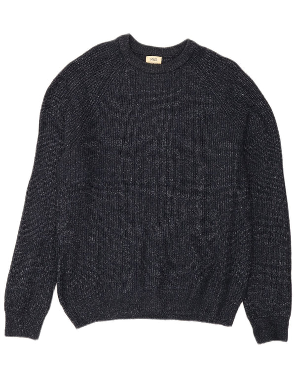 Marks & Spencer Herre Boat Neck Jumper Sweater Medium Navy Blue Flecked