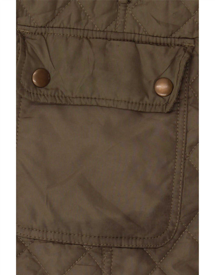 Marks & Spencer Quiltet jakke til kvinder UK 8 Small Khaki Polyester