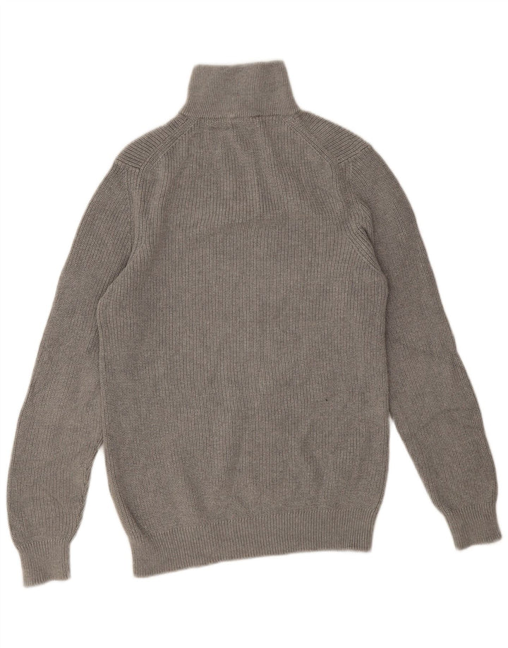 Zara Herre Zip Neck Jumper Sweater Medium Grey Bomuld