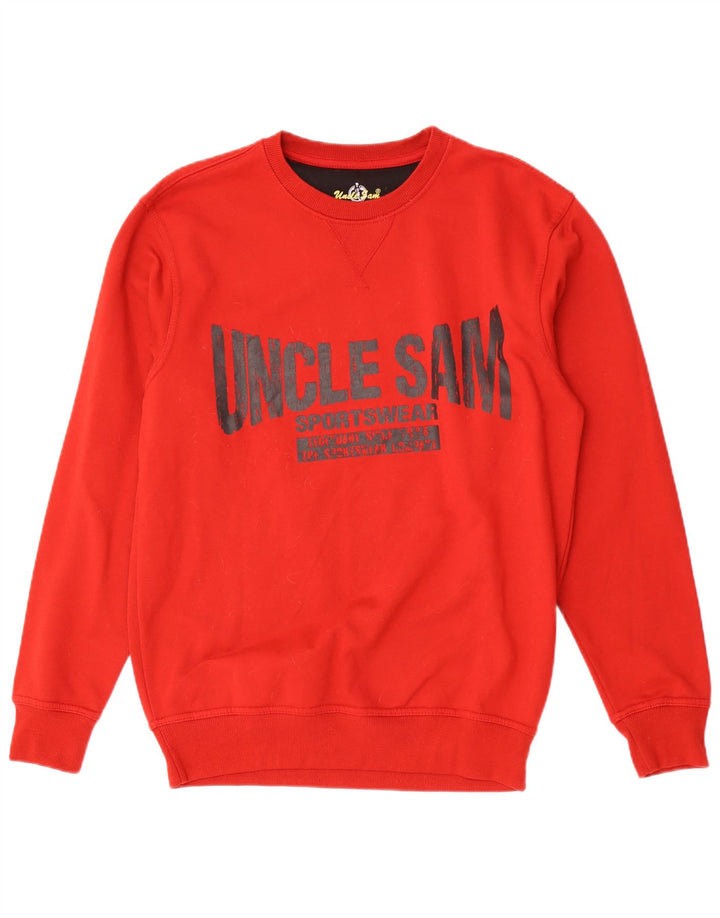 Uncle Sam Herre Grafisk Sweatshirt Jumper Stor Rød Bomuld