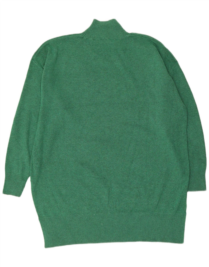Marks & Spencer Dame Longline Turtle Neck Jumper Sweater UK 16 Large Gree
