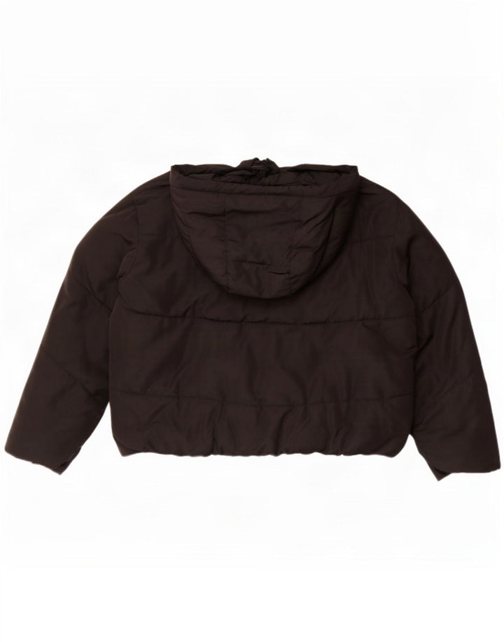 Zara Dame Hætte Oversized Polstret Jakke UK 10 Lille Sort Polyester