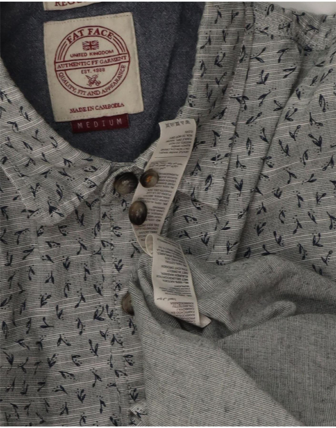 Fat Face Herre Regular Fit skjorte Medium Grey Flecked Bomuld