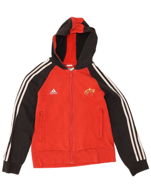 Adidas Dame Hættetrøje Sweater UK 14 Medium Rød Colourblock Bomuld